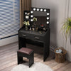 Diana Vanity Set With Shelves Cushioned Stool And Lighted
