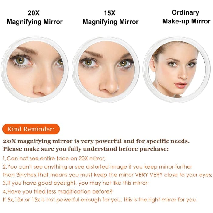 20x Magnifying Hand Mirror For Makeup Application (12.5 Cm)