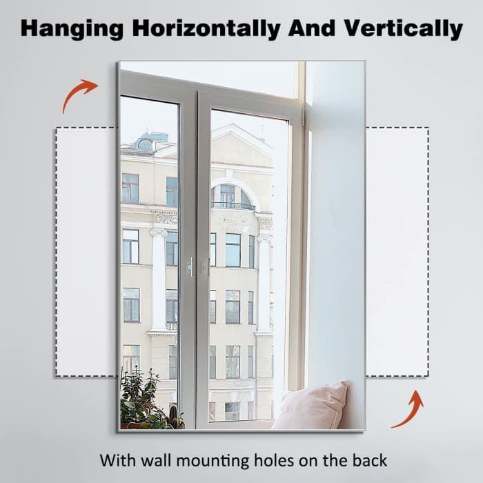 Silver Wall-mounted Mirror To Hang Horizontal Or Vertical